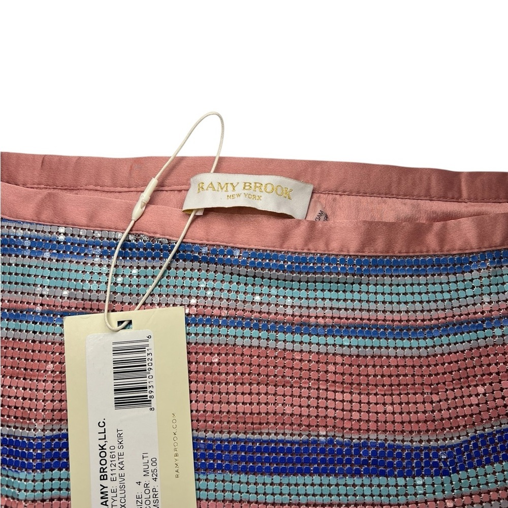 NWT Ramy Brook Exclusive Kate Pink & Blue Striped Skirt 4 - Picture 8 of 10